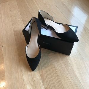Nine West Black Nubuck Flats